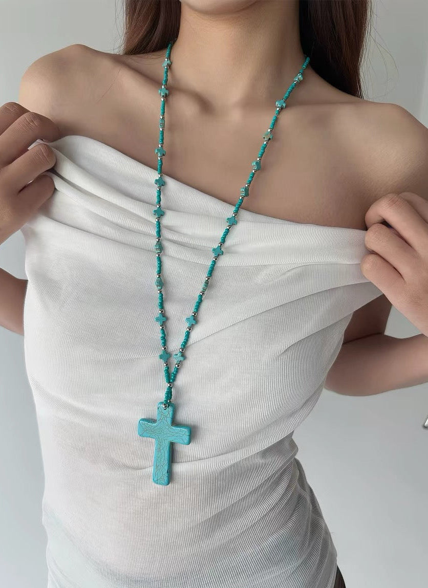 Turquoise Cross Pendant Necklace