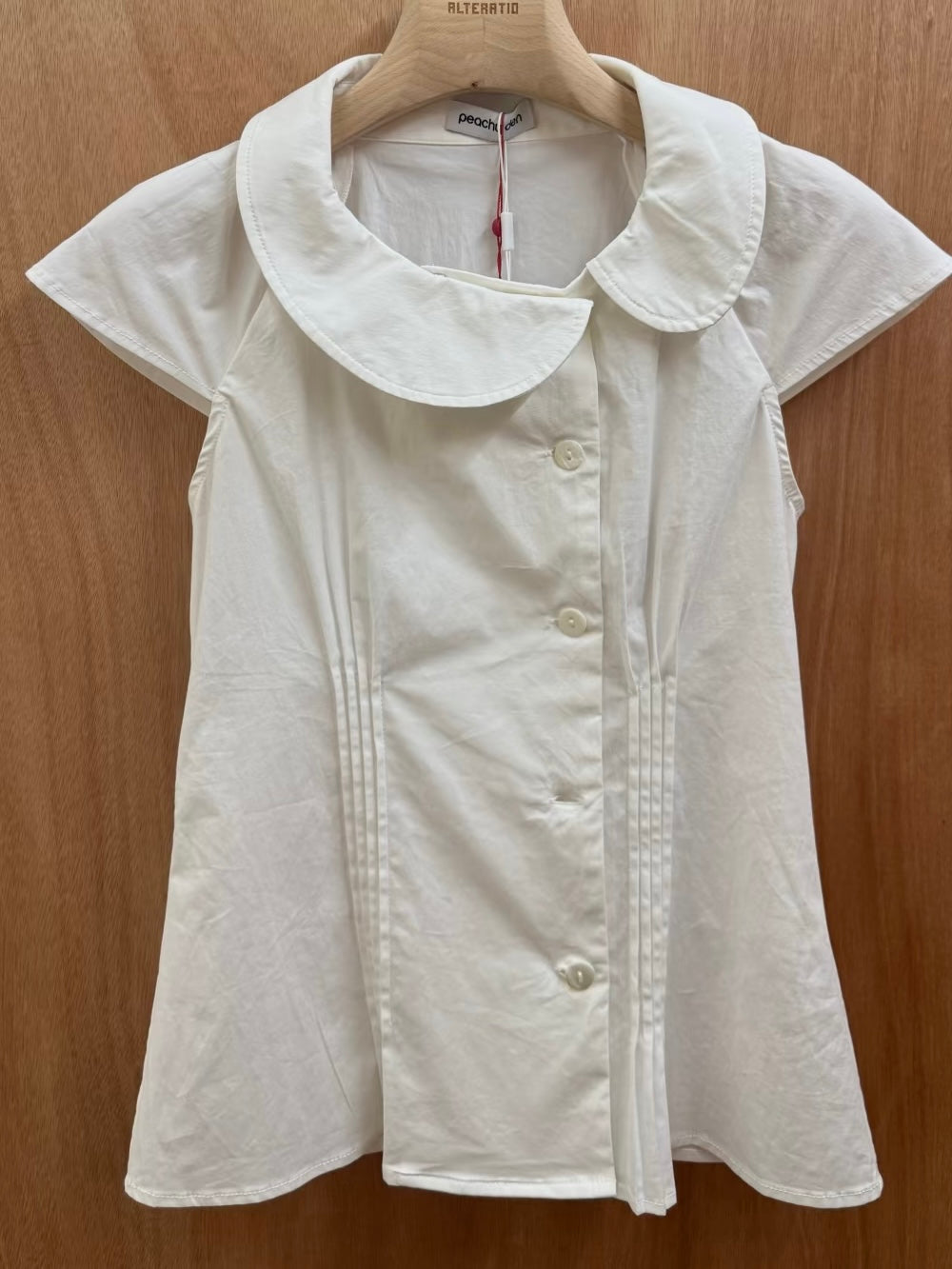Claire Pleated Collared Asymmetric Blouse | lolsobnyc
