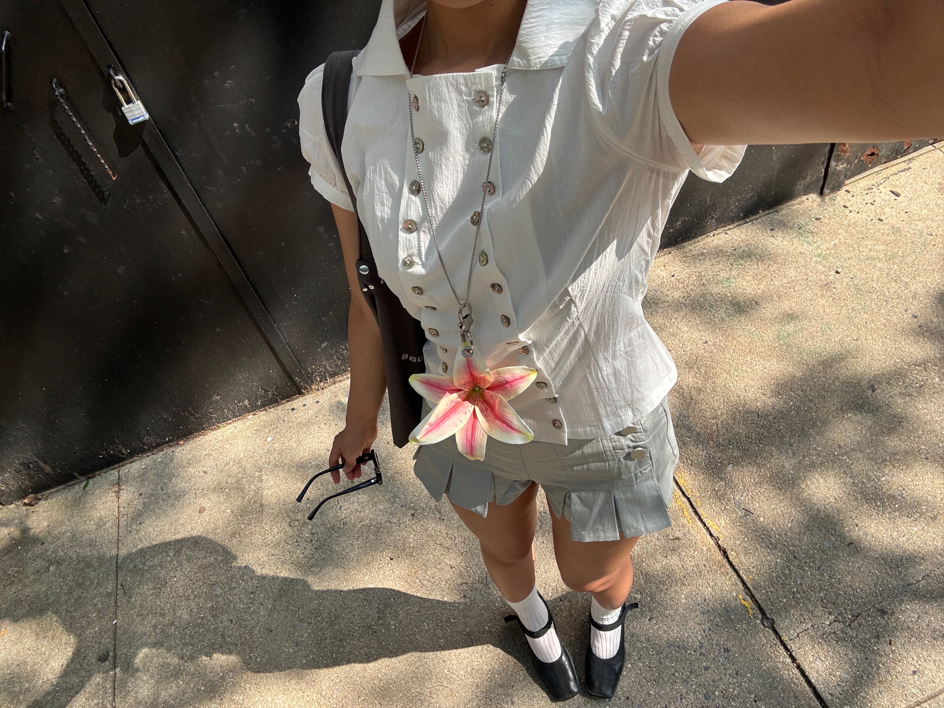 Ella Pearl Double Button Puff Sleeve Top | lolsobnyc
