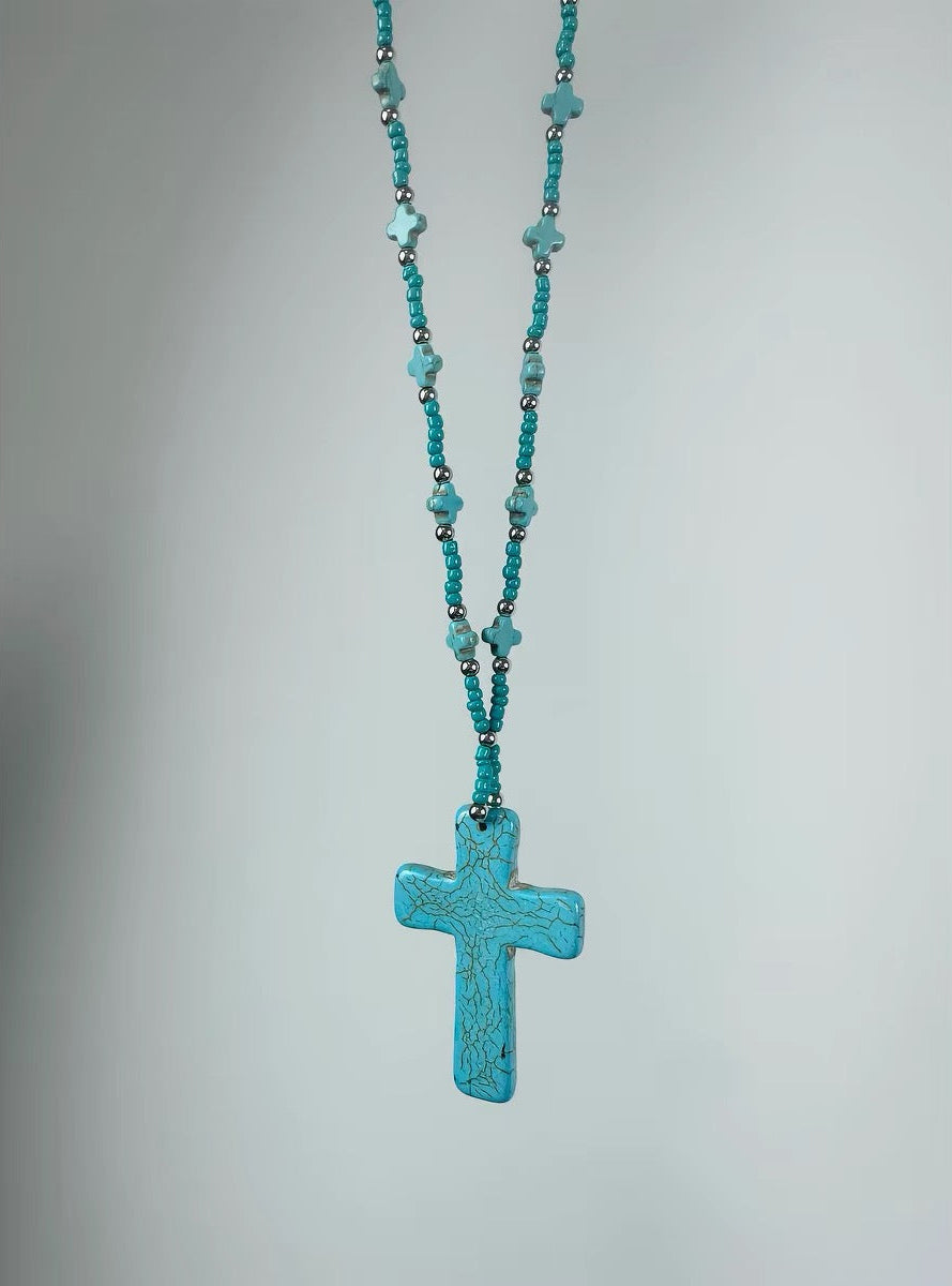 Turquoise Cross Pendant Necklace