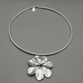 Silver Flower Statement Cuff Necklace