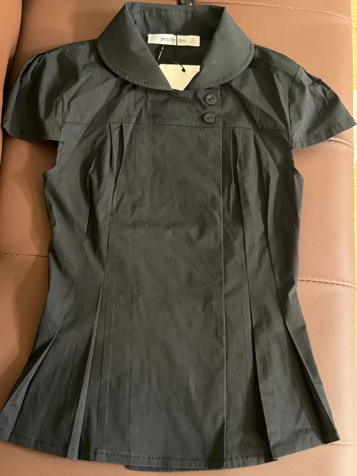 Silo Structured Asymmetric Pleated Collared Blouse | lolsobnyc