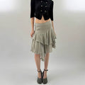 Liona Grey Asymmetrical Ruffle Midi Skirt | lolsobnyc