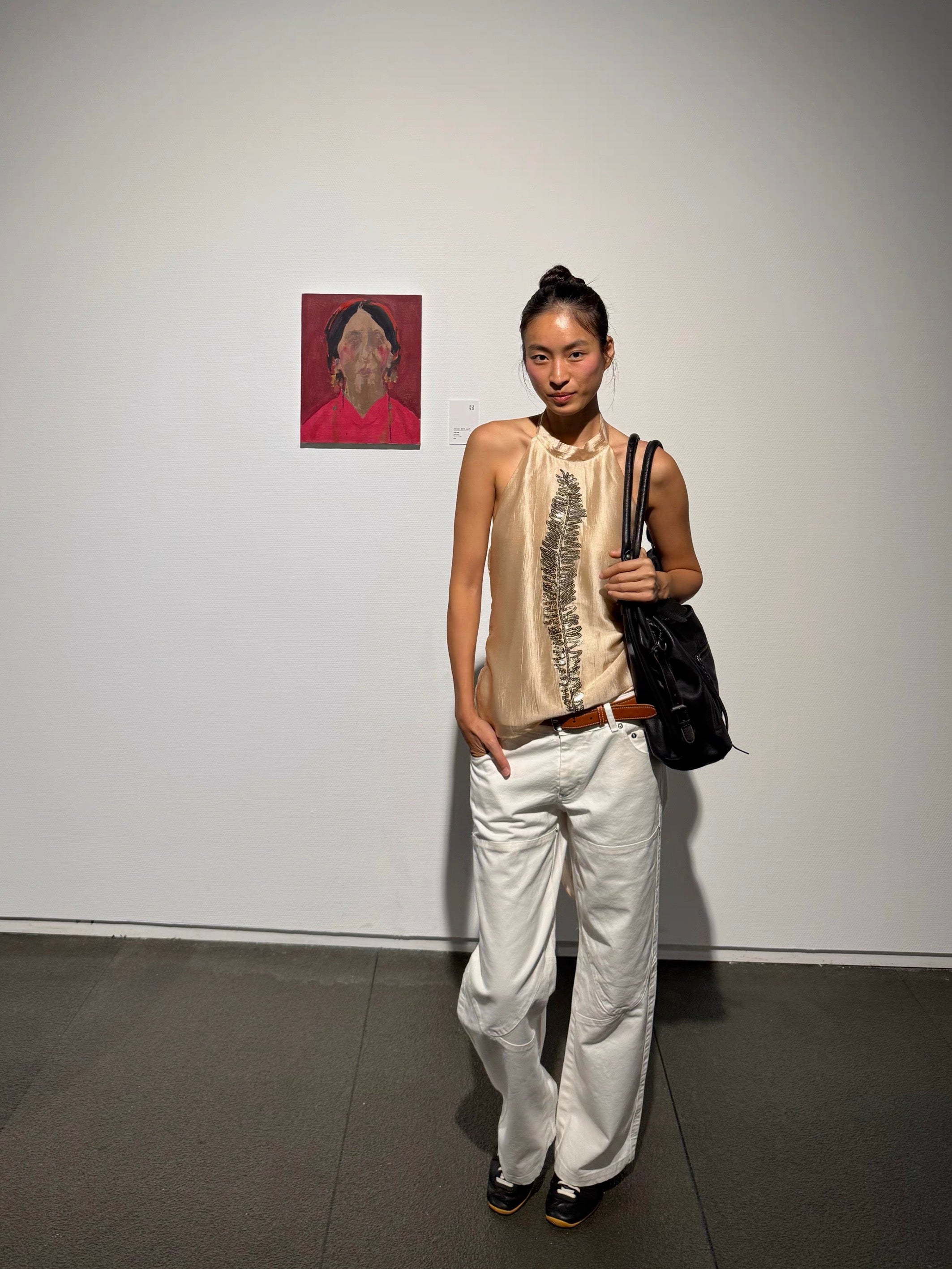 Lora Pearl Sequin Embroidered Silky Halter Top | lolsobnyc