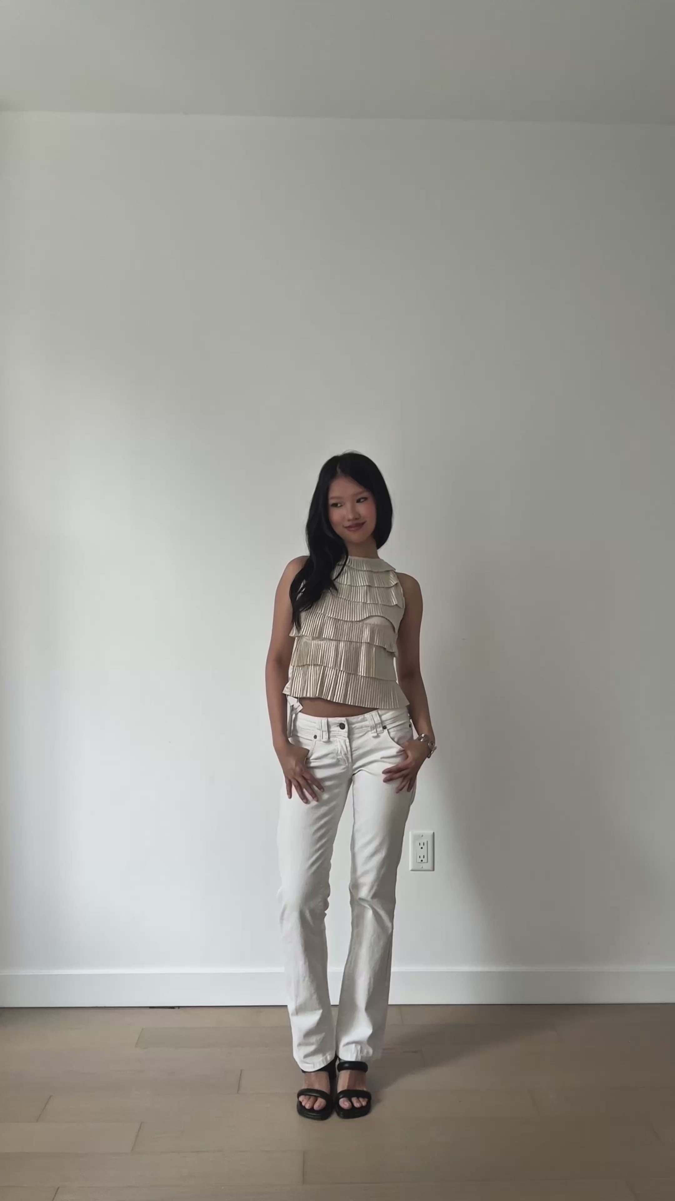 Momo Ivory Ruffle Lace-Up Top | lolsobnyc