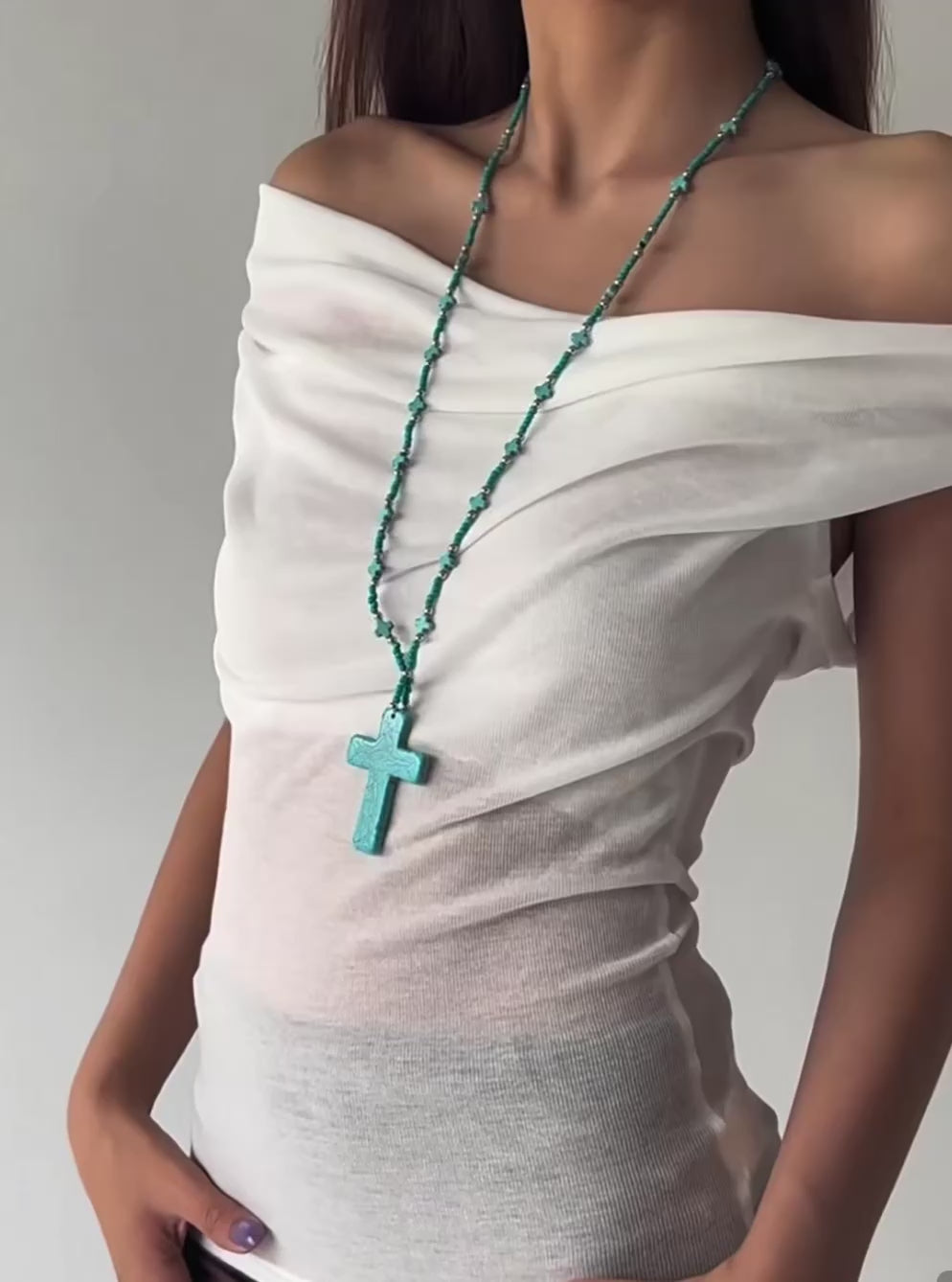 Turquoise Cross Pendant Necklace